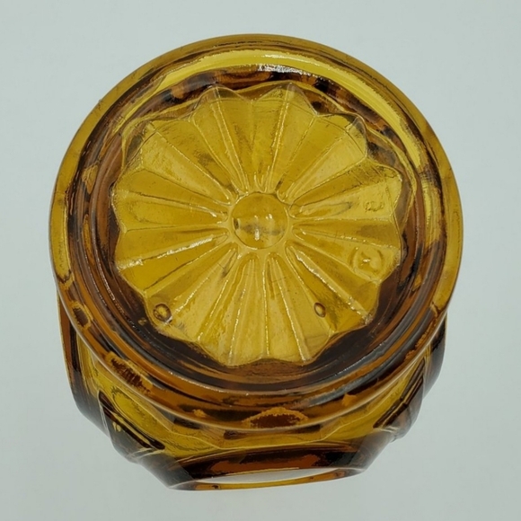 VINTAGE WHEATON AMBER GLASS BULLSEYE BUD VASE BOTTLE 9." TALL RIBBED DECOR - Picture 3 of 3